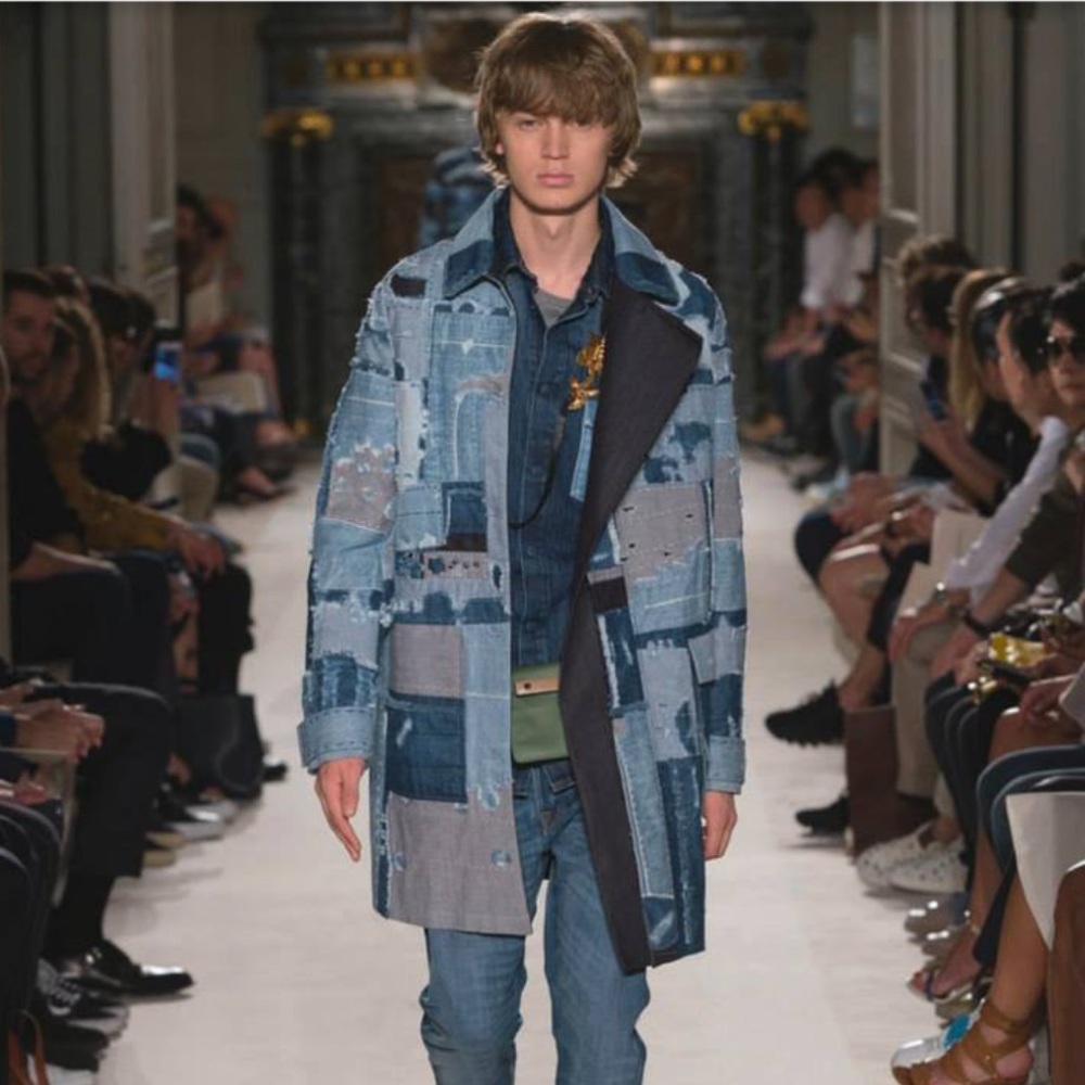 Valentino SS 2016 Men’s Runway Japanese Patchwork Denim Coat